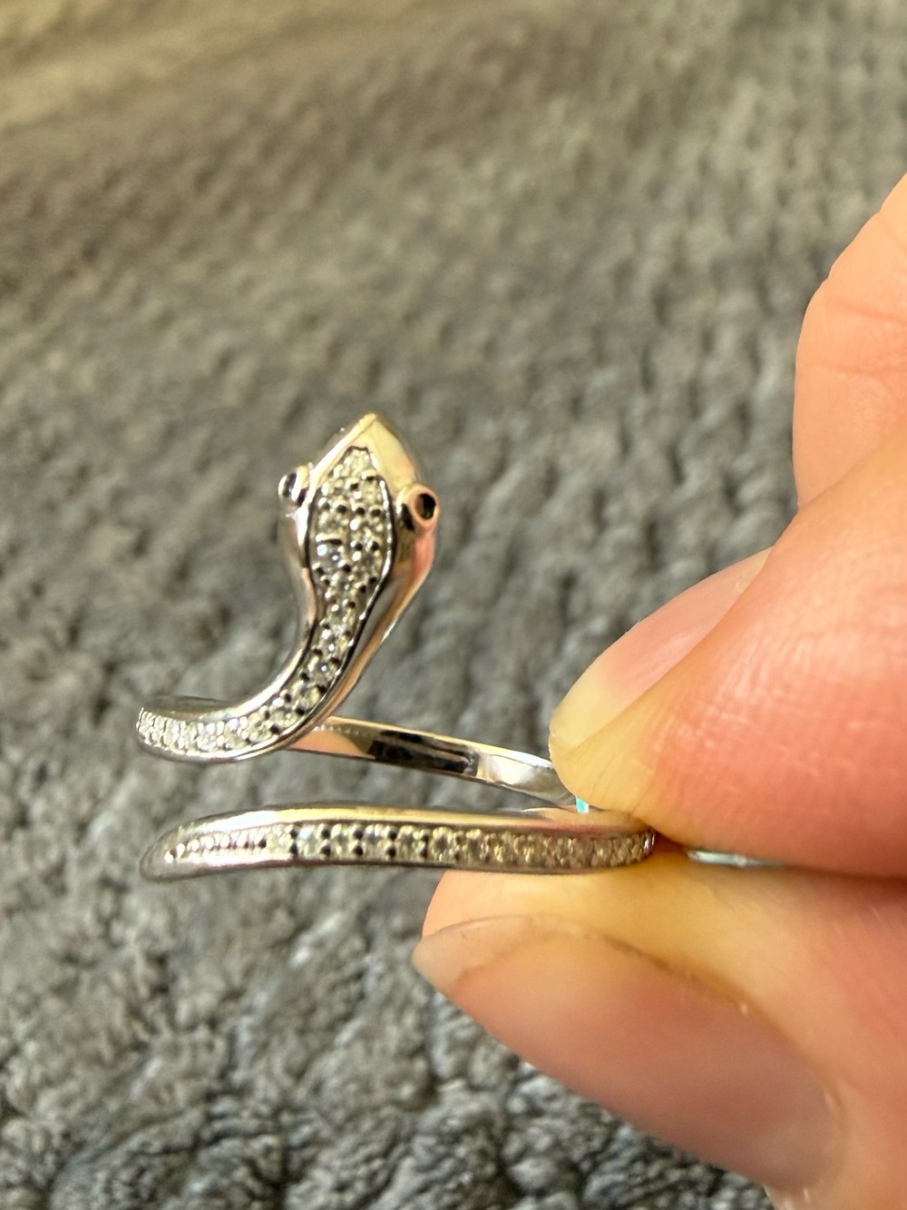Italian 925 Sterling Silver VVS Moissanite Snake Wrap Ring Size 7